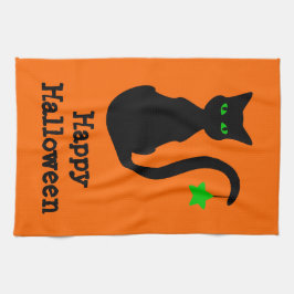Schwarze Katzen-Halloween-Geschirrtuch Geschirrtuch