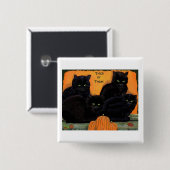 Schwarze Katzen-Halloween-Knopf Button (Vorne & Hinten)