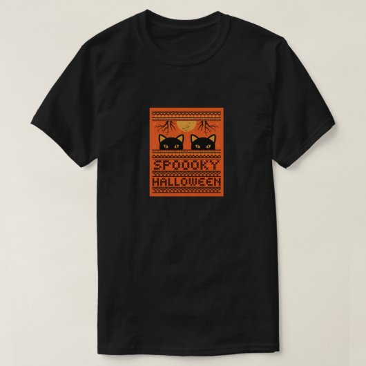 Schwarze Katzen Halloween-Shirt T-Shirt (Design vorne)