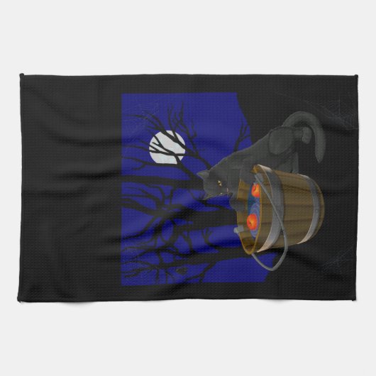 Schwarze Katzen Handtuch verschleiert Halloween Te (Horizontal)