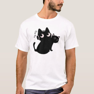Schwarze Katzen hören Musik Kunst T-Shirt