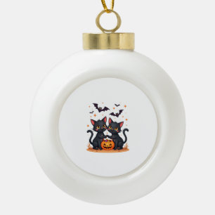 Schwarze Katzen im Geisterkostüm - Süße Frauen und Keramik Kugel-Ornament
