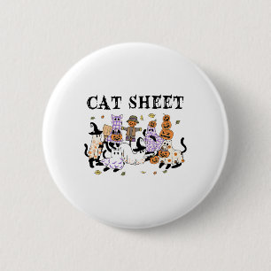 Schwarze Katzen im Ghost-Kostüm Funny Cat Sheet Ha Button