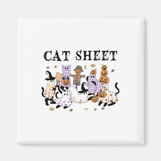 Schwarze Katzen im Ghost-Kostüm Funny Cat Sheet Ha Magnet (Vorne)