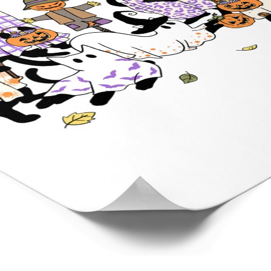 Schwarze Katzen im Ghost-Kostüm Funny Cat Sheet Ha Poster (Ecke)