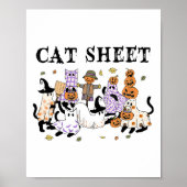 Schwarze Katzen im Ghost-Kostüm Funny Cat Sheet Ha Poster (Vorne)