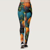 Schwarze Katzen im Kürbispflaster, Halloween Leggings (Rückseite)