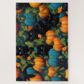 Schwarze Katzen im Kürbispflaster - Halloween Puzzle (Vertikal)