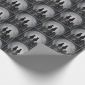 Schwarze Katzen im Mondlicht Geschenkpapier (Ecke)