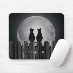 Schwarze Katzen im Mondlicht Mousepad