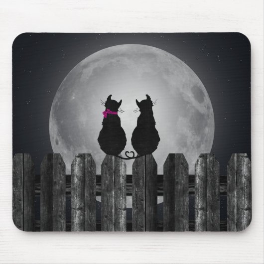 Schwarze Katzen im Mondlicht Mousepad (Vorne)