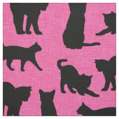 Schwarze Katzen im rosa Hintergrundemuster Stoff (Muster)