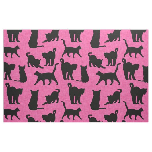 Schwarze Katzen im rosa Hintergrundemuster Stoff (Fat Quarter (45,7 x 55,9 cm))