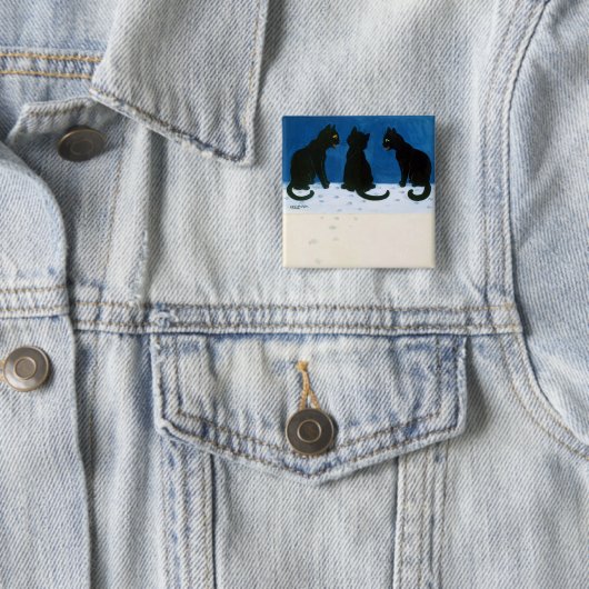 Schwarze Katzen im Schnee, Louis Wain Button (Beispiel)