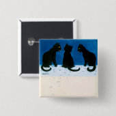 Schwarze Katzen im Schnee, Louis Wain Button (Vorne & Hinten)