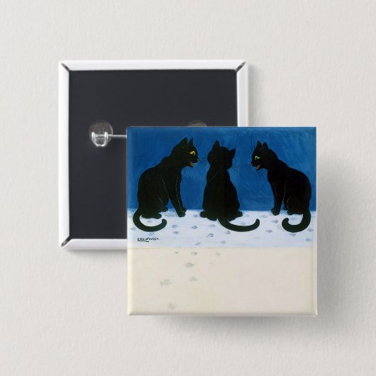 Schwarze Katzen im Schnee, Louis Wain Button (Vorne & Hinten)