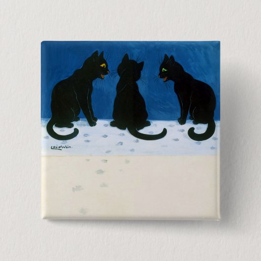 Schwarze Katzen im Schnee, Louis Wain Button (Vorderseite)