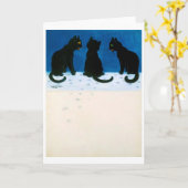 Schwarze Katzen im Schnee, Louis Wain Karte (Gelbe Blume)