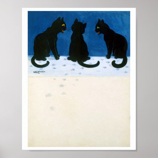 Schwarze Katzen im Schnee, Louis Wain Poster (Vorne)