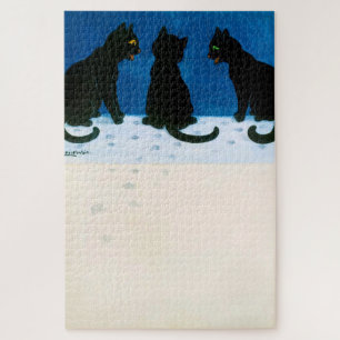 Schwarze Katzen im Schnee, Louis Wain Puzzle