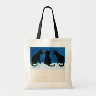 Schwarze Katzen im Schnee, Louis Wain Tragetasche
