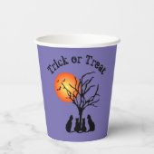 Schwarze Katzen in den Mondlicht-Papierbechern Pappbecher (Rückseite)