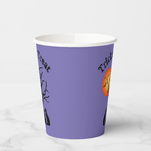 Schwarze Katzen in den Mondlicht-Papierbechern Pappbecher (Links)