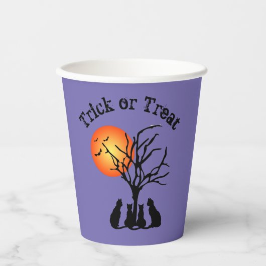 Schwarze Katzen in den Mondlicht-Papierbechern Pappbecher (Vorderseite)