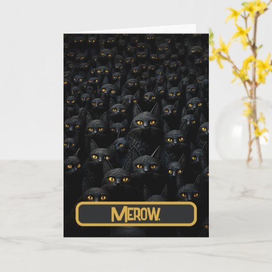 Schwarze Katzen in der Stereogrammkarte Karte (Gelbe Blume)