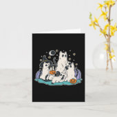 Schwarze Katzen in Ghost-Kostümen - Niedliche Frau Karte (Gelbe Blume)
