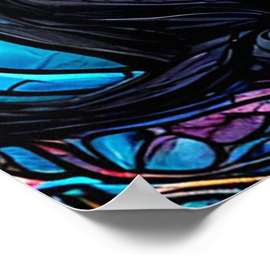 Schwarze Katzen in künstlerisch festgehaltenem Gla Poster (Ecke)