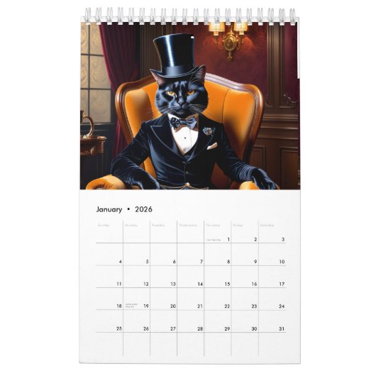 Schwarze Katzen in Smoking. Katzen sind wie Mensch Kalender (Jan 2026)