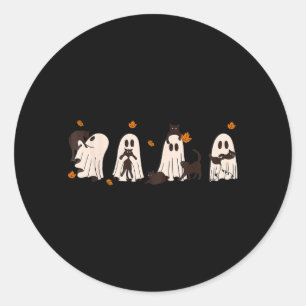 Schwarze Katzen in süßer Geisterkatze Halloween Runder Aufkleber