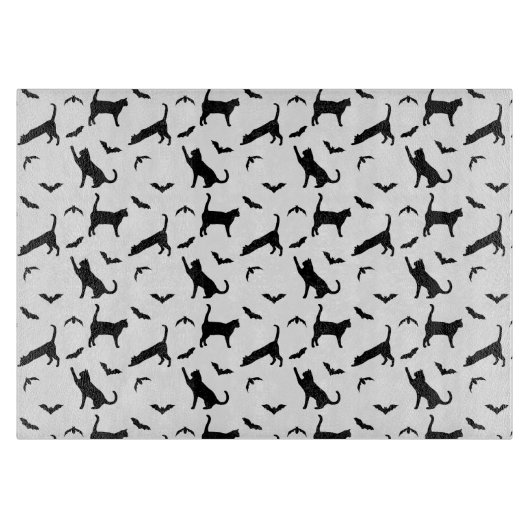 Schwarze Katzen Jagen Fledermäuse Einfaches Hallow Schneidebrett (Vorderseite)