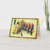 Schwarze Katzen Jolly Halloween Vintag Karte (Vorderseite)