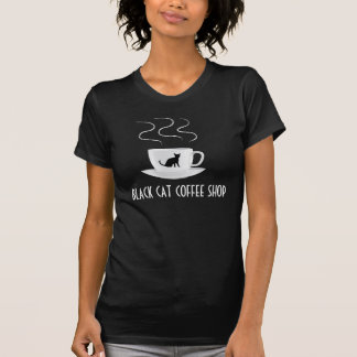 Schwarze Katzen-Kaffee-Geschäfts-T - Shirt