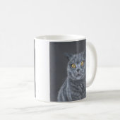 Schwarze Katzen-Kaffeetasse oder Teetasse (VorderseiteRechts)