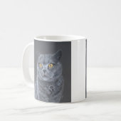 Schwarze Katzen-Kaffeetasse oder Teetasse (Vorderseite Links)
