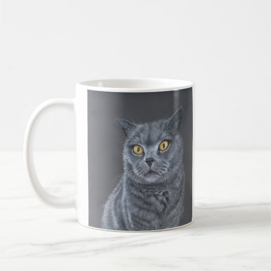 Schwarze Katzen-Kaffeetasse oder Teetasse (Links)