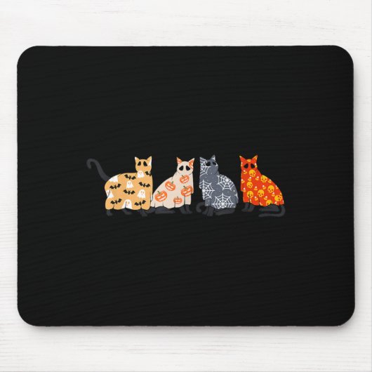 Schwarze Katzen Kätzchen Kitty Kürbis Gruselig Spu Mousepad (Vorne)