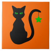 Schwarze Katzen-Keramik-Fliese Fliese (Vorderseite)