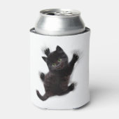 Schwarze Katzen klettern auf menschlichem Rücken Dosenkühler (Kanne Vorderseite)