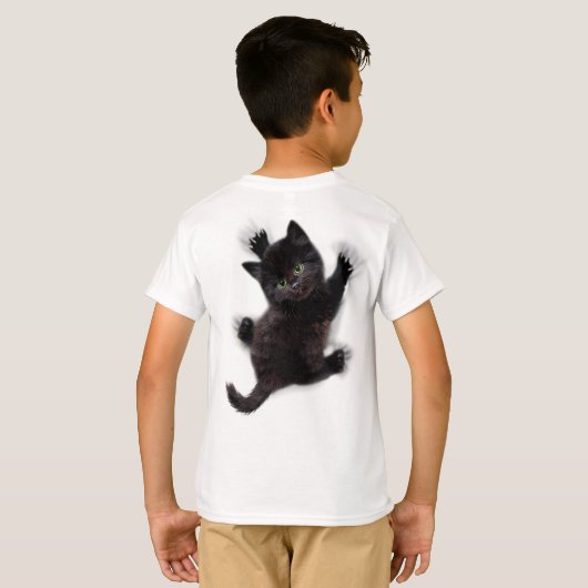 Schwarze Katzen klettern auf menschlichem Rücken T-Shirt (Schwarz voll)