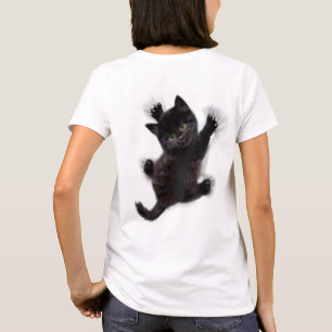 Schwarze Katzen klettern auf menschlichem Rücken T-Shirt