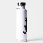 Schwarze Katzen klettern auf menschlichem Rücken Trinkflasche (Rechts)