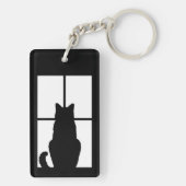 Schwarze Katzen-Klicken, zum von Fenster-Farbwahl Schlüsselanhänger (Rückseite)