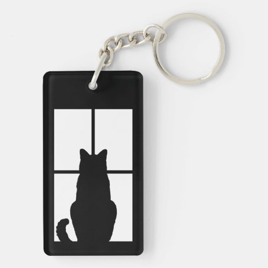 Schwarze Katzen-Klicken, zum von Fenster-Farbwahl Schlüsselanhänger (Rückseite)