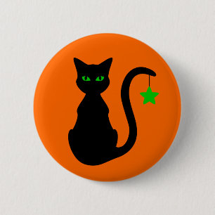 Schwarze Katzen-Knopf Button