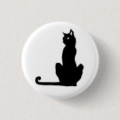 Schwarze Katzen-Knopf Button (Vorderseite)