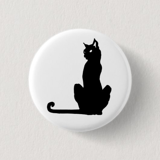 Schwarze Katzen-Knopf Button (Vorderseite)